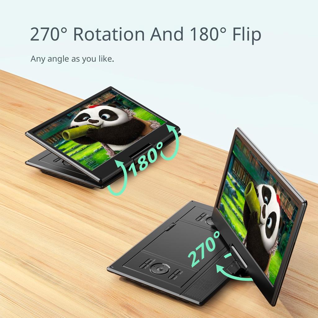 Yoton Portable DVD HD LCD Dual Hours of Playback and Bidirectional Folding No Region Card AV TV Last Play Memory Perfect for and Home Use Not Player,