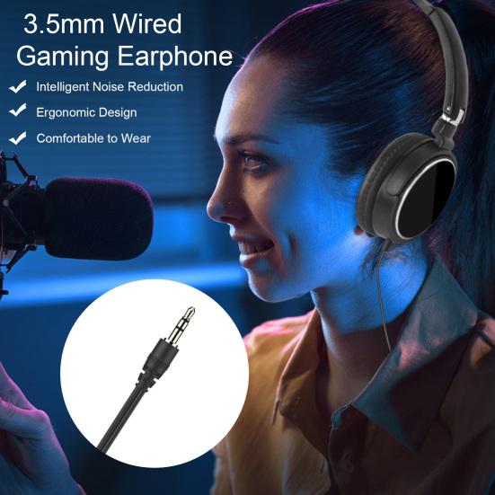 Kabelgebundenes Headset Ergonomische Intelligente Geräuschunterdrückung Klarer Klang Musik Spiel Anruf 3,5mm Kabelgebundener Gaming-Kopfhörer Audiozubehör