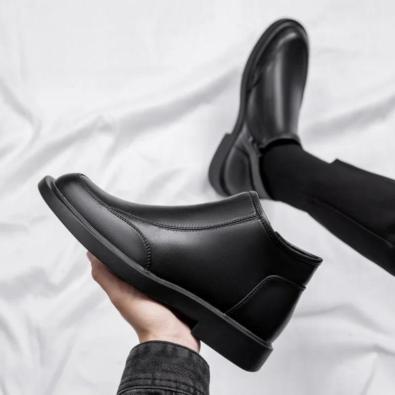 Fashion Fashion Business Boots Travel Leather Boots Men's Non-Slip Motorcycle Boots Minimalist Style Outdoor Mens Slip on Casual Shoes