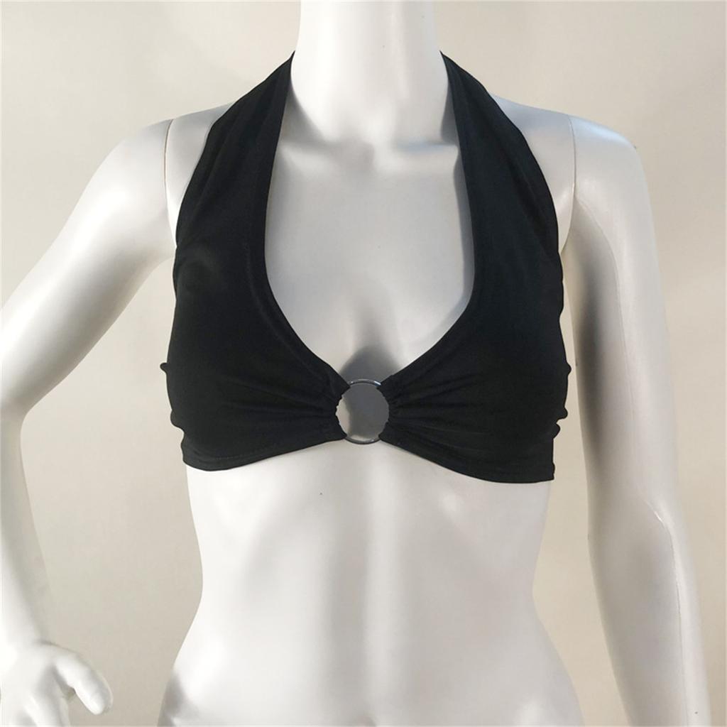 Women's Sexy Deep V-neck Hanging Neck With A Circular Ring, Exposed Back, Wrapped Around The Chest, And Paired With A Small Vest