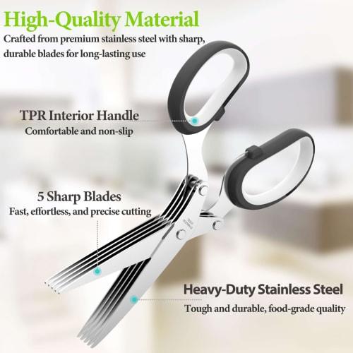 2025 Upgraded Herb Scissors, Easy Herb Scissors Cutter Tool with Sharp Stainless Steel Blades for Fresh Herbs, Essential Kitchen & Cooking Gadget, Bla