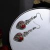 Retro Personality Wine Red Heart Bat Pendant Dangle Earrings for Women Hallowmas Party Dark Gothic Punk Jewelry Accessories Gift