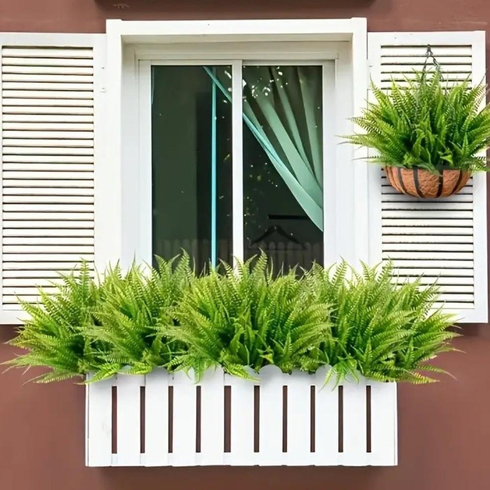 6PCS Plastic Simulated Green Plant 7 Branches Artificial Persian Leaf Home Decoration