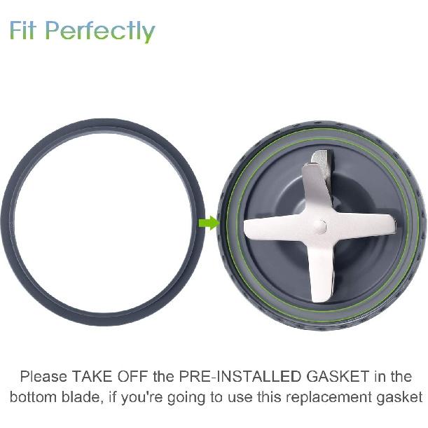 7 Pieces Nutribullet Blender Cups & Blade Replacement Set 32oz Huge Cup with 1 Flip-Top To-Go Lid and 1 Lid Ring & Premium Extractor Blade with