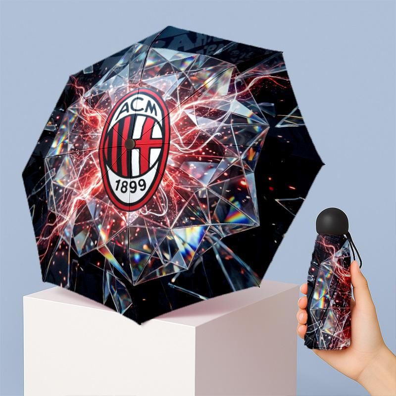 AC Milan Pattern Printed Mini 5 Folds 8 Ribs Compact Umbrella Windproof Waterproof Lightweight Portable Folding