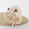 Ruffle Design Newborn Infant Hat Bow Detail Princess Bonnet Hat Soft Warm Hat  For Baby Girls