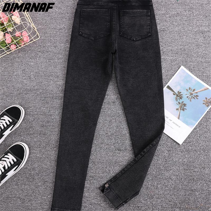 DIMANAF Plus Size Women Jeans Winter Pants Denim Pencil Female Elastic Basic Blue High Waist Trousers Oversize Fashion New Pants 4XL 5XL