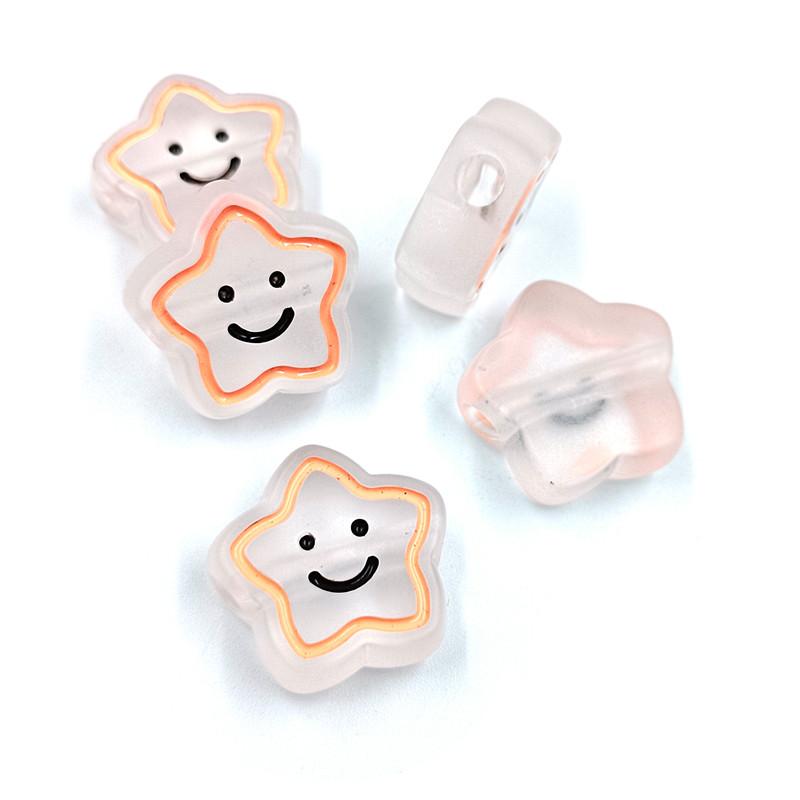 5 Stück Acrylperlen in Bonbonfarben, lächelnder Stern, für die Schmuckherstellung, DIY-Halsketten, Armbänder, lose Abstandsperlen, Zuckerguss, handgefertigte Accessoires