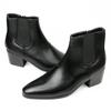 Stivali in Pelle Stile Britannico da Uomo Moda Chelsea Boots Stivaletti alla Caviglia con Tacco Alto 6cm Stivali Eleganti da Lavoro Stivali Alti da Uomo
