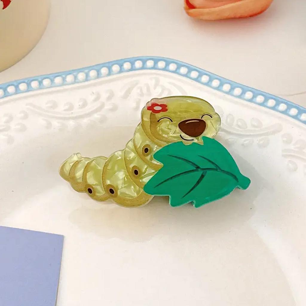 1pc Creative Snail Caterpillars Silkworm Grip Clip,cute Animal Acetate Hairpin Fun Pan Hair Shark Clip
