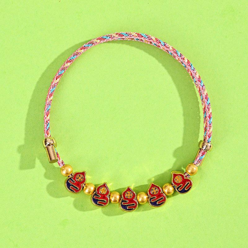 Dragon Boat Festival Tassel Pendant: Five-Color Pink Zongzi String with Gourd for Peace and Health