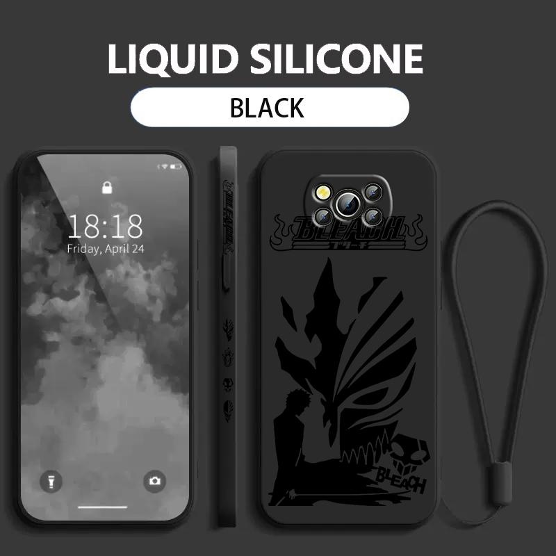 Anime BLEACH Kurosaki Ichigo For Xiaomi Poco Phone Case For X4 X3 F4 F3 NFC M5 M4 M3 GT S Pro 4G 5G Liquid Left Rope Cover