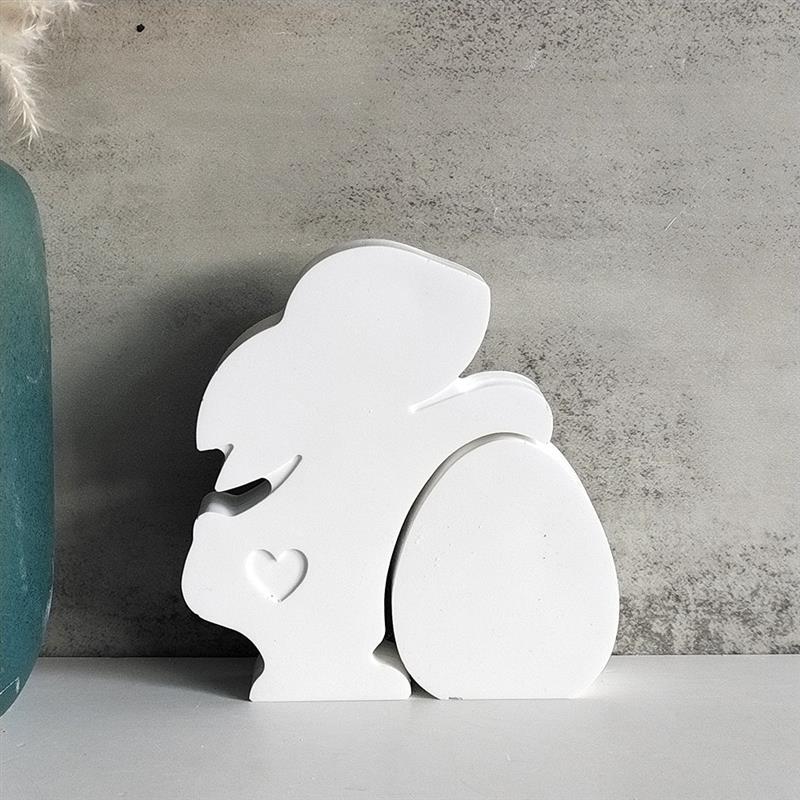 Rabbit Hugs Egg Cement Concrete Molds Happy Easter Heart Tail Bunny Gypsum Plaster Silicone Mold Craft Art Ornament Resin Mold