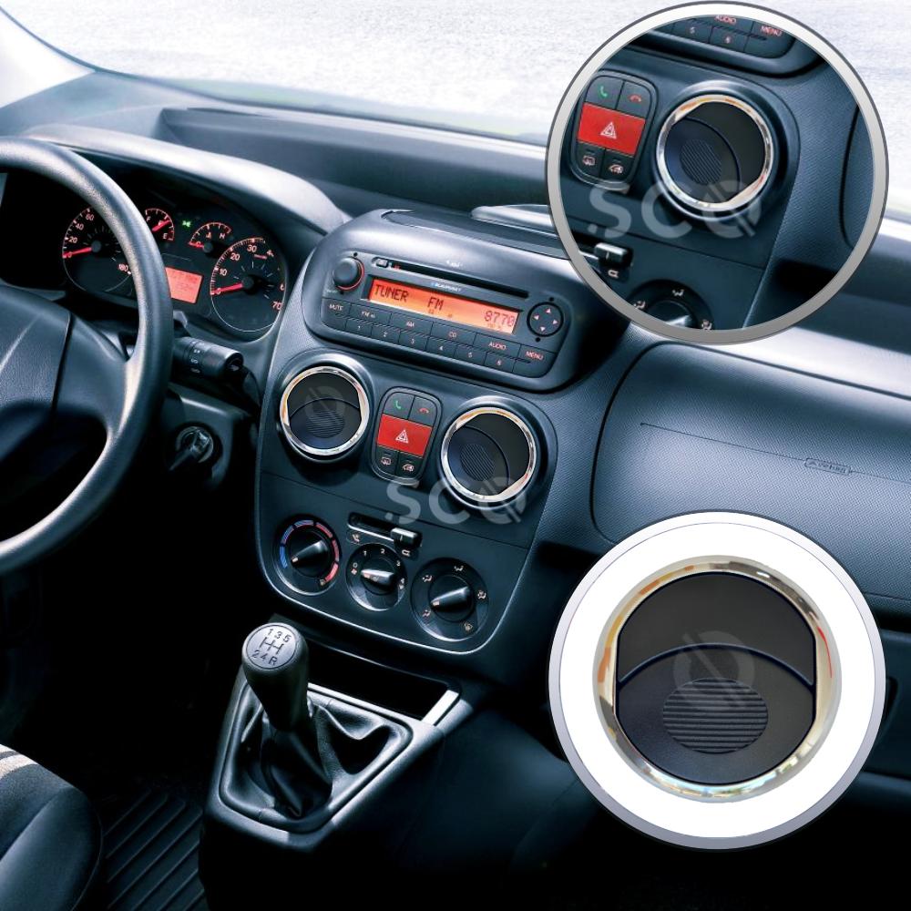Chrom-Armaturenbrett-Entlüftungsgitter für Fiat Fiorino, für Fiat Qubo, für Bipper, für Nemo, Heizungs-Lüftungsgitter, schwarze Mittelkonsolen-Entlüftungsöffnung 735460869
