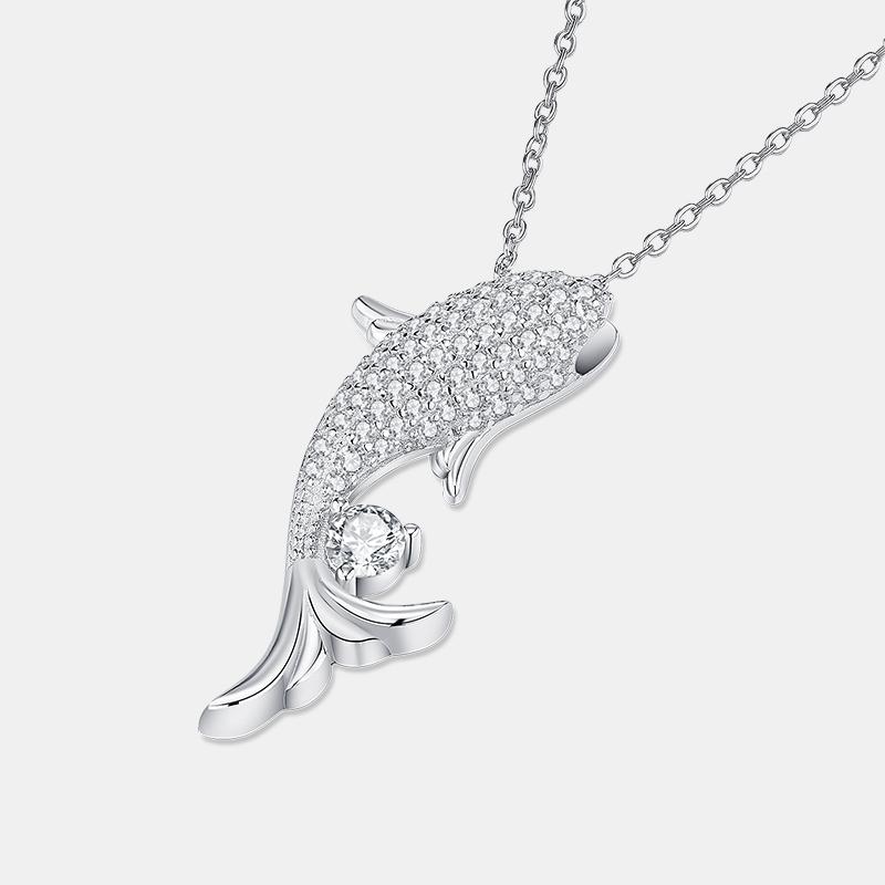 Sparkling Lucky Koi Moissanite Necklace S925 Silver Symbolizing Prosperity and Good Fortune for Special Gifts Necklace P15695 серебряный