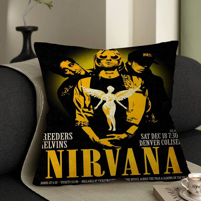 Nirvana Band Magazine Classic Anime Maple Design Cushion Cover Happy Autumn Harvest Decor Holiday Decorati Pillow Cover