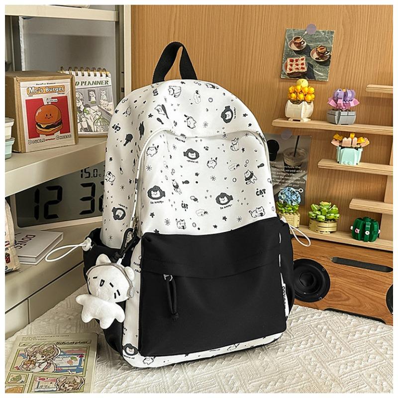 Korean version ins cute cartoon cat backpack female large capacity cute graffiti student schoolbag sweet versatile backpack