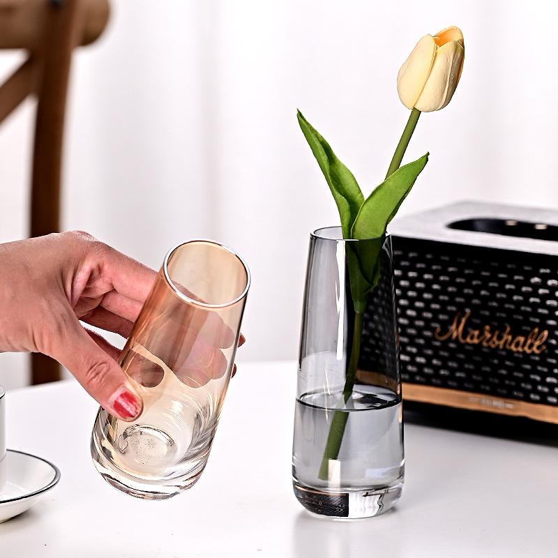 Magic Electroplating Large Transparent Glass Vase Living Room Floor Rich Bamboo Flowers Hydroponic Flower Ware