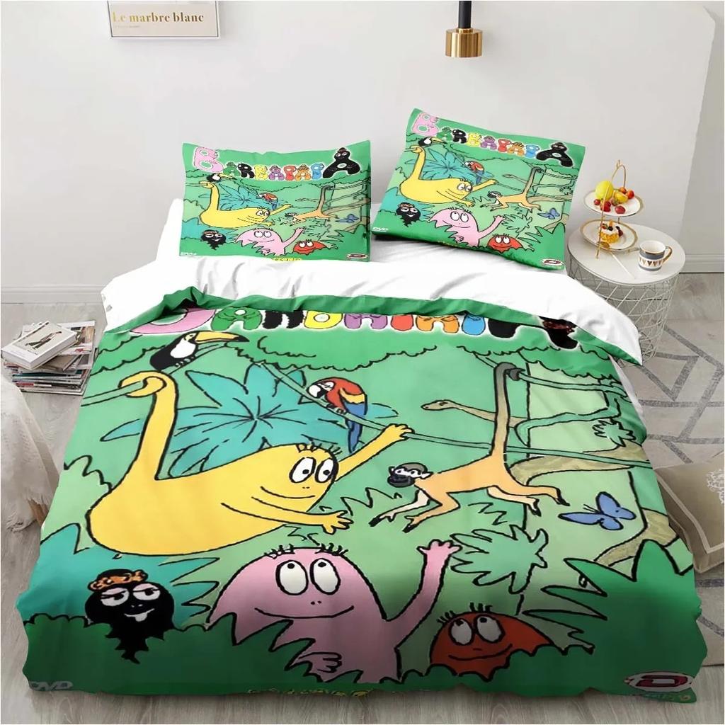 Cute Cartoon Les Barbapapa Bedding Set Soft Duvet Cover for Adult Kids Single Double King Size Bed