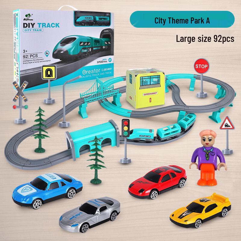 DIY Electric Track Car Toy for Boys – Magnetic Train Building Blocks Set