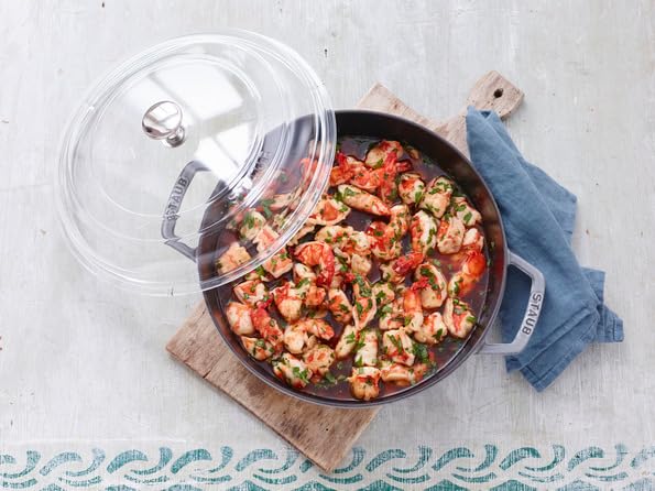 STAUB Double Handle Frying Pan, Gray, 20cm, Cast Iron, Enamel, Induction Compatible, Officially Sold In Japan, 40511-660