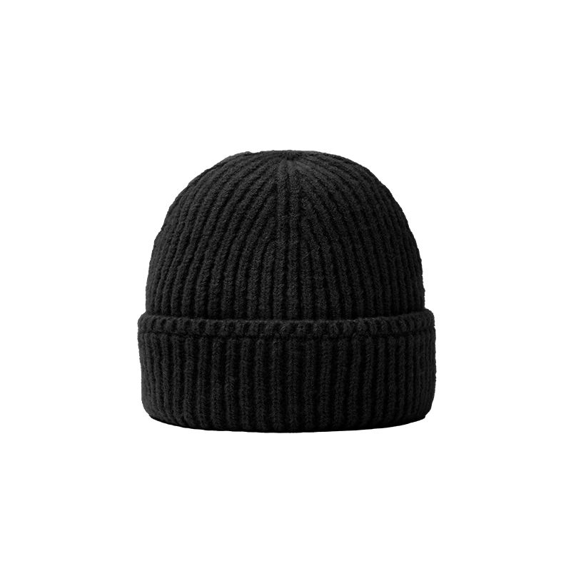 

Bdpowerup New Arrival Hip Hop Landlord Hat Minimalist Solid Color Knitted Hat Male Winter All-Matching Warm Wool Hat Black One size
