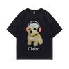 Clairo Dog Puppy Headphones Graphic Print Tshirt Summer Male Fashion Oversized Streetwear Unisex Women Cute Kawaii Tshirt Tops