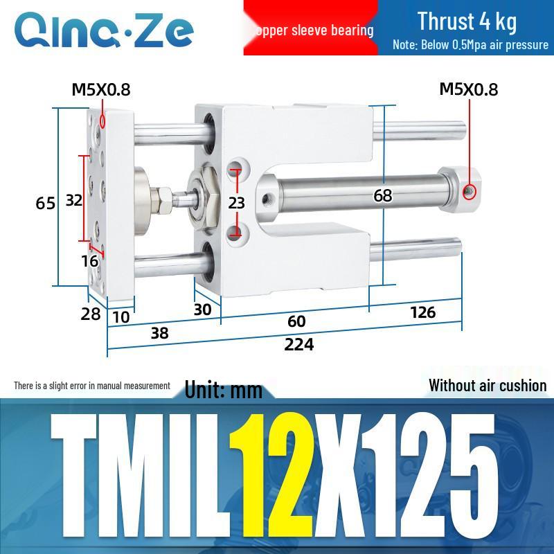 Triple-Rod Cylinder with Guide Bracket and Buffer TMICL/TMICM 12/16/20/25-50/75/100