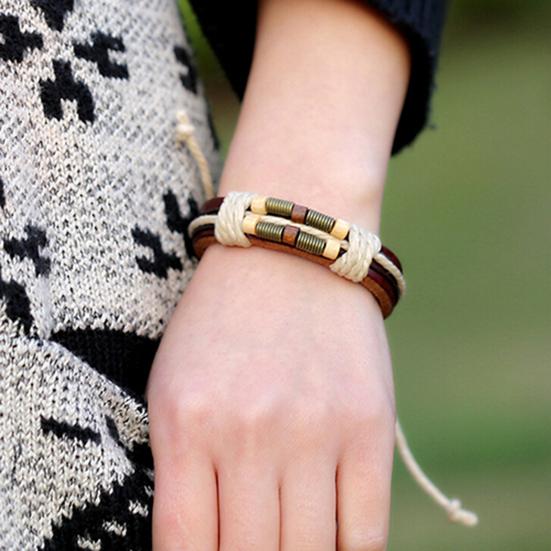 Bracelet Multilayer Punk Style Faux Leather Unisex Braided Bracelet for Party