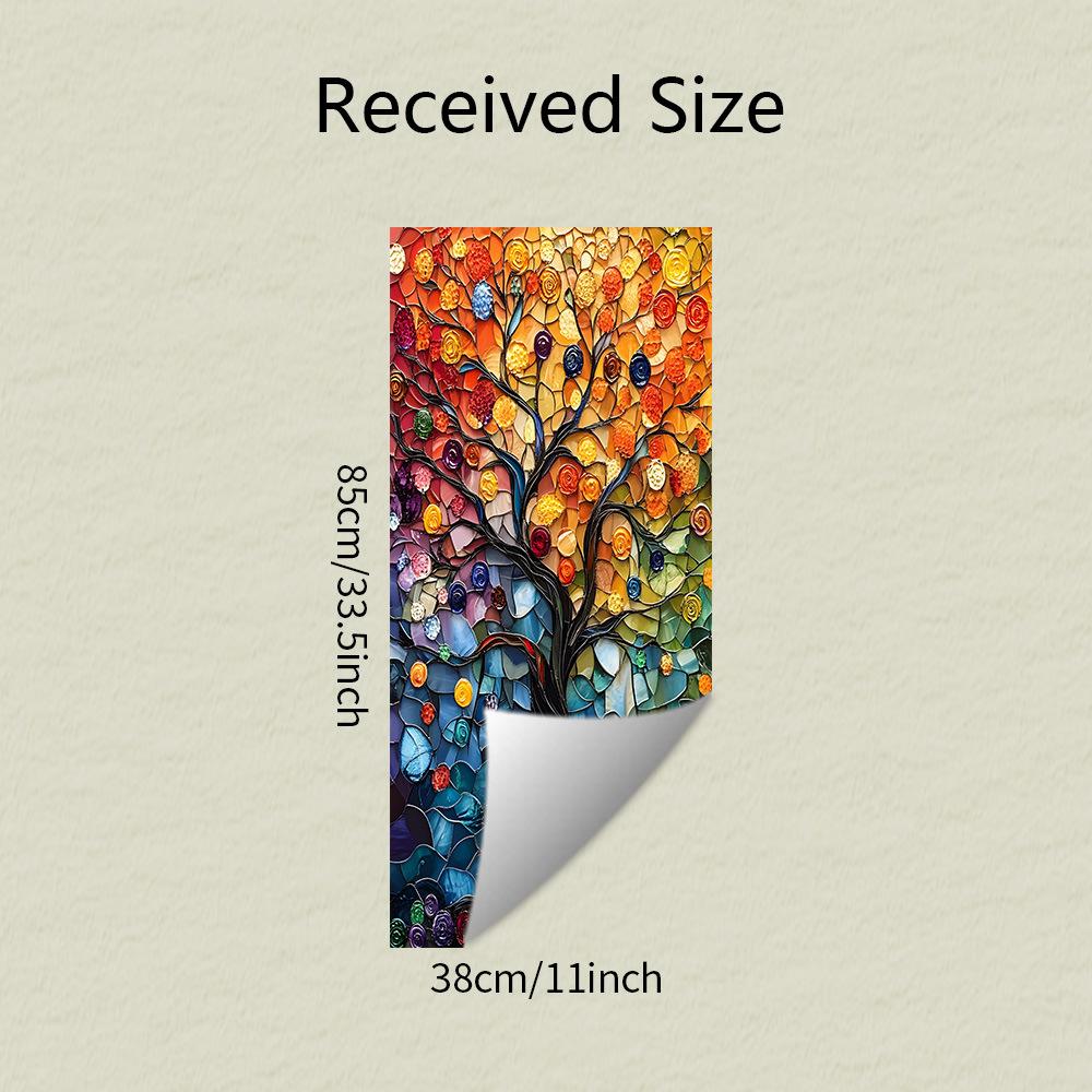 Simulated Oil Painting Large Tree Home Glass Window Beautification and Decoration Static Electricity Window Stickers