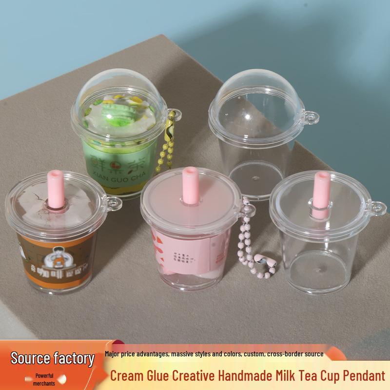 DIY Milk Tea & Ice Cream Cup Mini Set for Kids - Creative Sticker Play Kit DIY Mini Milk Tea Cup Round Lid