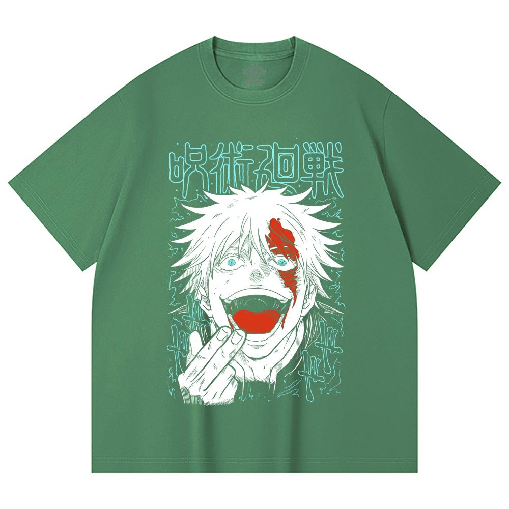 230 Gsm 100% Cotton Jujutsu Kaisen V1 Gojo Print Unisex Heavy Cotton T Shirt