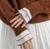 Fake Cuff Sleeve Women White Female Lace Pleated Flare Sleeve Detachable False Cuffs Ruffles Wristband Decorative Accessory