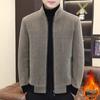 2025 Men's Gold Sable Velvet Thickened Chenille Lapel Jacket for Middle-Aged & Young Casual Wear