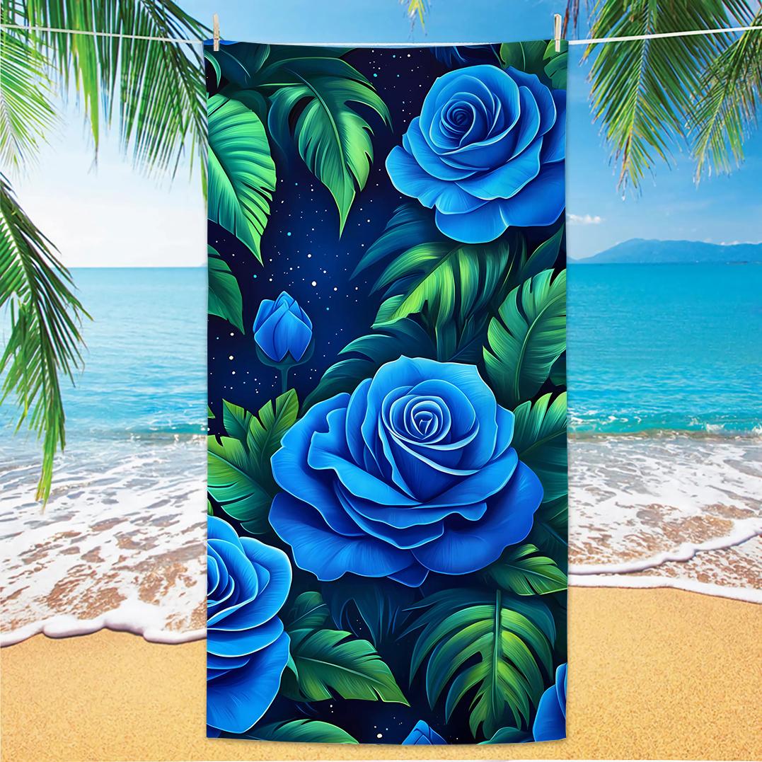 

Rose Pattern Beach Towel, Digital Printing Thin Quick-Dry Anti-Sand Microfiber Lightweight for Swim, Yoga, Travel, Gym, Gift W40*H60(CM)