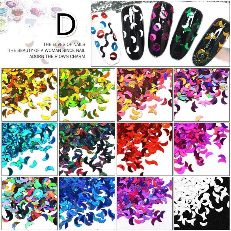 12 Pcs/set DIY Star Moon Butterfly Phantom Nail Sequin Decoration Set Nail Art Decoration Sequin Accessoires Ongles