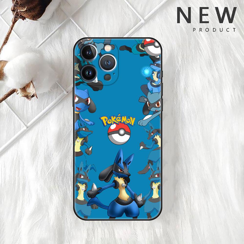 כיסוי לאפל אייפון 11 13 14 12 פרו 7 פלוס XR X XS מקס 6 6S 13 פרו מקס סיליקון שחור פונדה לטלפון פיקה פוקימון חמוד