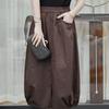 Women's High-Waist Slimming Bubble Hem Midi Skirt - Artsy Casual Vintage Style with Lantern Silhouette