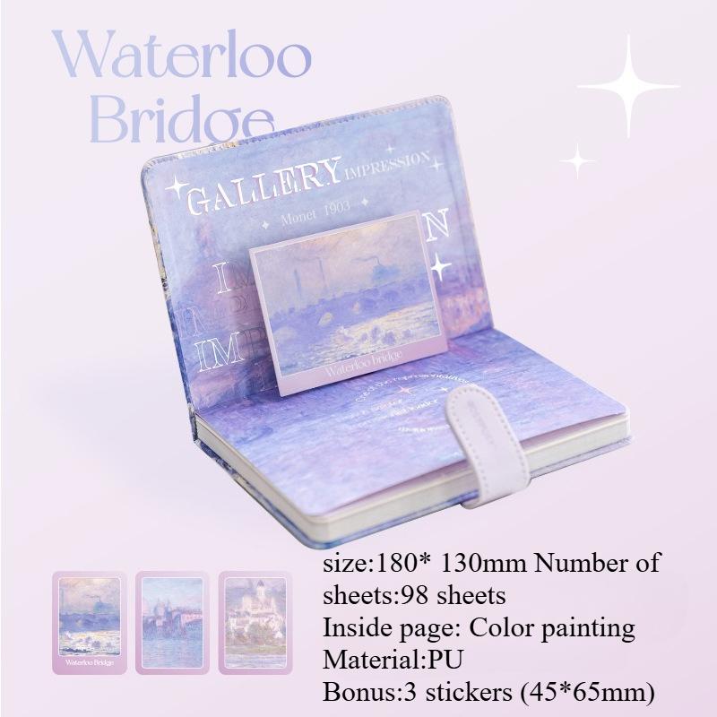 18x13cm Art Museum Series Magnetic Buckle Notepad Oil Painting Three-dimensional Title Page Leather Diary Handbook