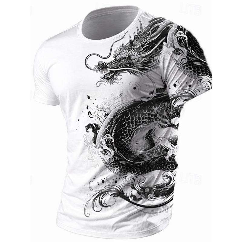 Men's T-shirt 3D dragon print summer daily casual men's street T-shirt short sleeved outdoor sports city fashion men's T-shirt