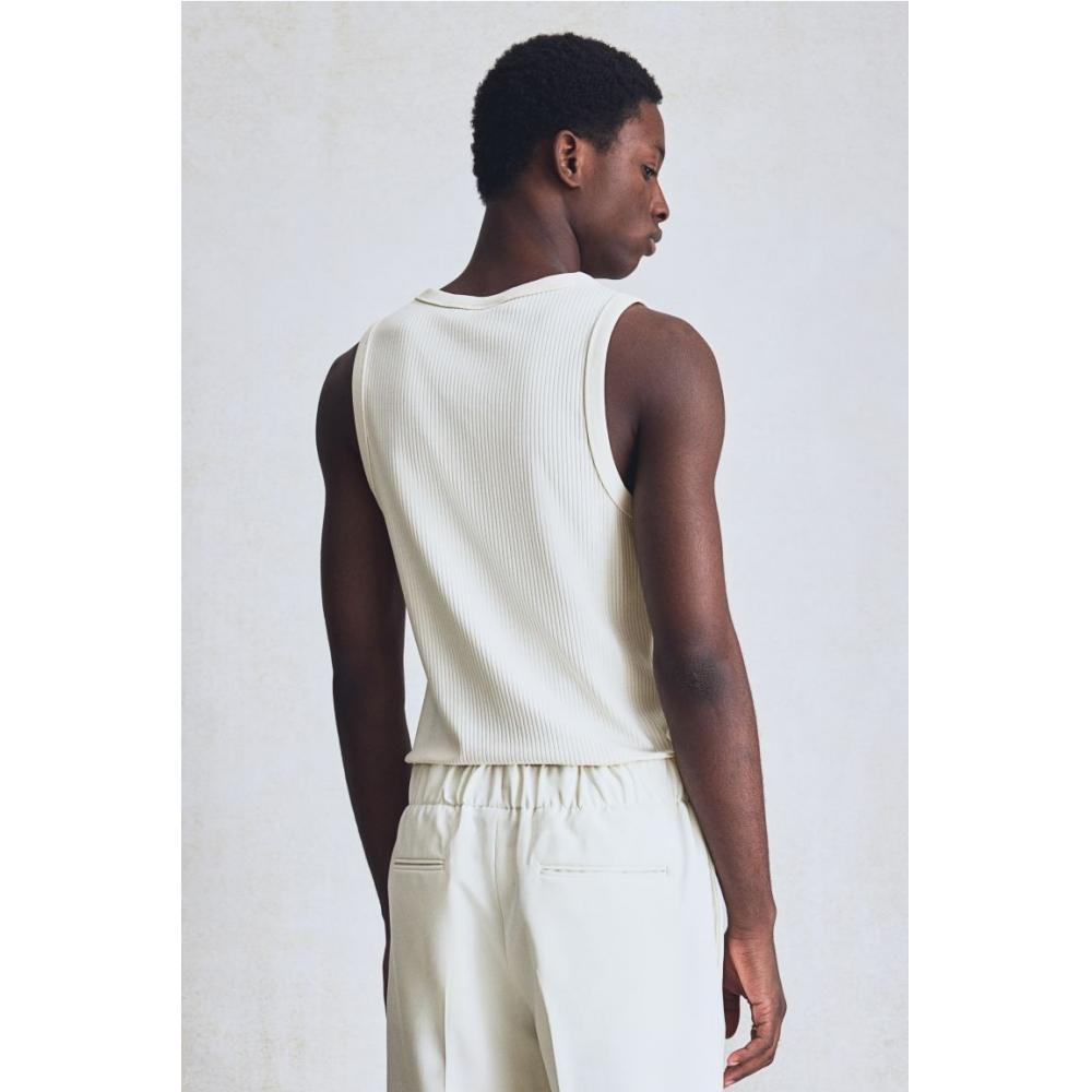 H M Ribbed Sleeveless Top sliM Fit creaM