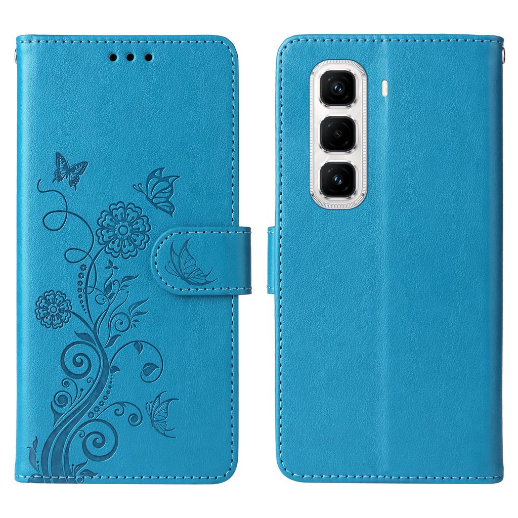 For Infinix Hot 50 Pro+ 4G Leather Case Butterfly Floral Imprint Wallet Stand Cover