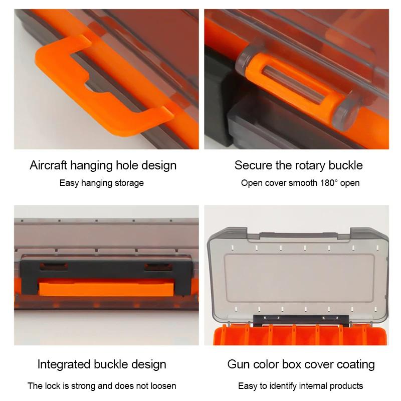 Fishing Tackle Box 12 14 Compartments Fishing Accessories Lure Hook Storage Case Double-Sided PP Fishing Tool Organizer Boxes