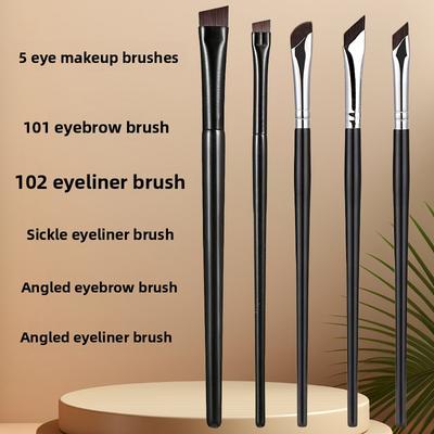 5-Piece Makeup Brush Set Sickle Eyeliner Angled Blade Eyebrow Brush Detail Brushes