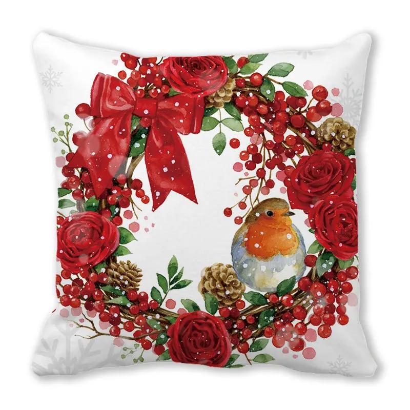 Christmas Theme Atmosphere Printed Pattern Cushion Cover Home Living Room Sofa Decorative Pillow 45x45cm