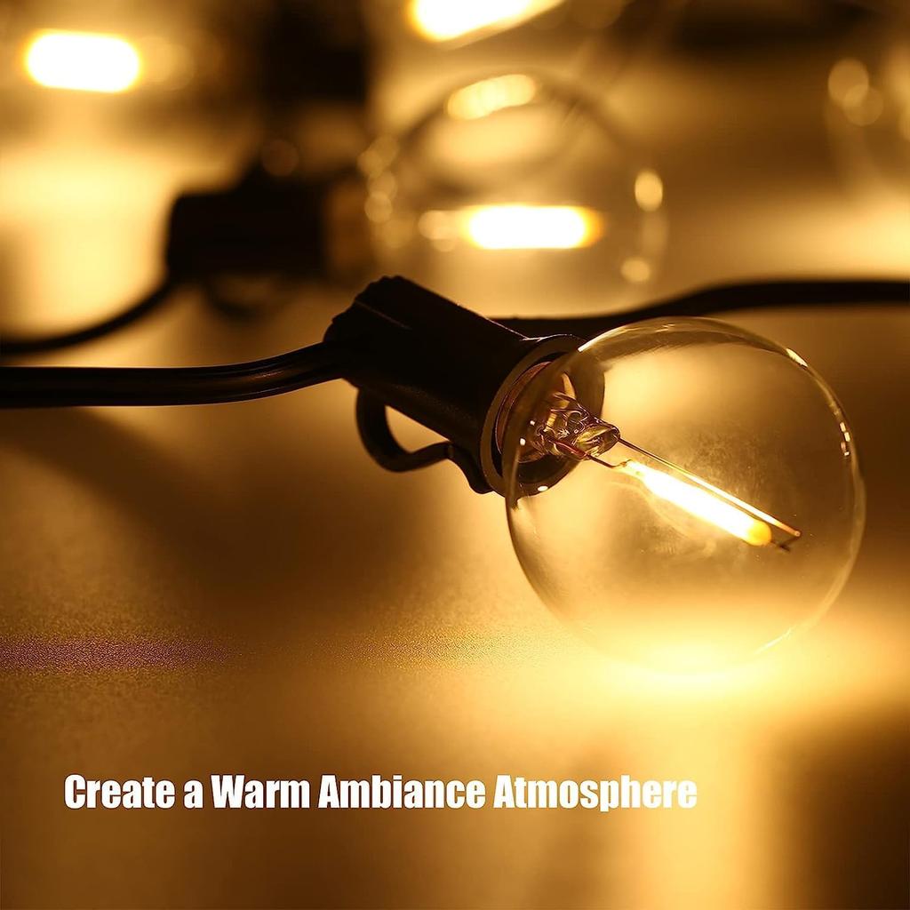 10x / 25x DC 3V Low-Voltage G40 LED Replacement Bulbs for Solar String Light, Shatterproof & Waterproof, 1W, E12 Base, 2700K Warm White