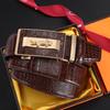 Classic Men'S Crocodile Belt Business Automatic Buckle Medium And Green Men'S High-End Cowhide Belt