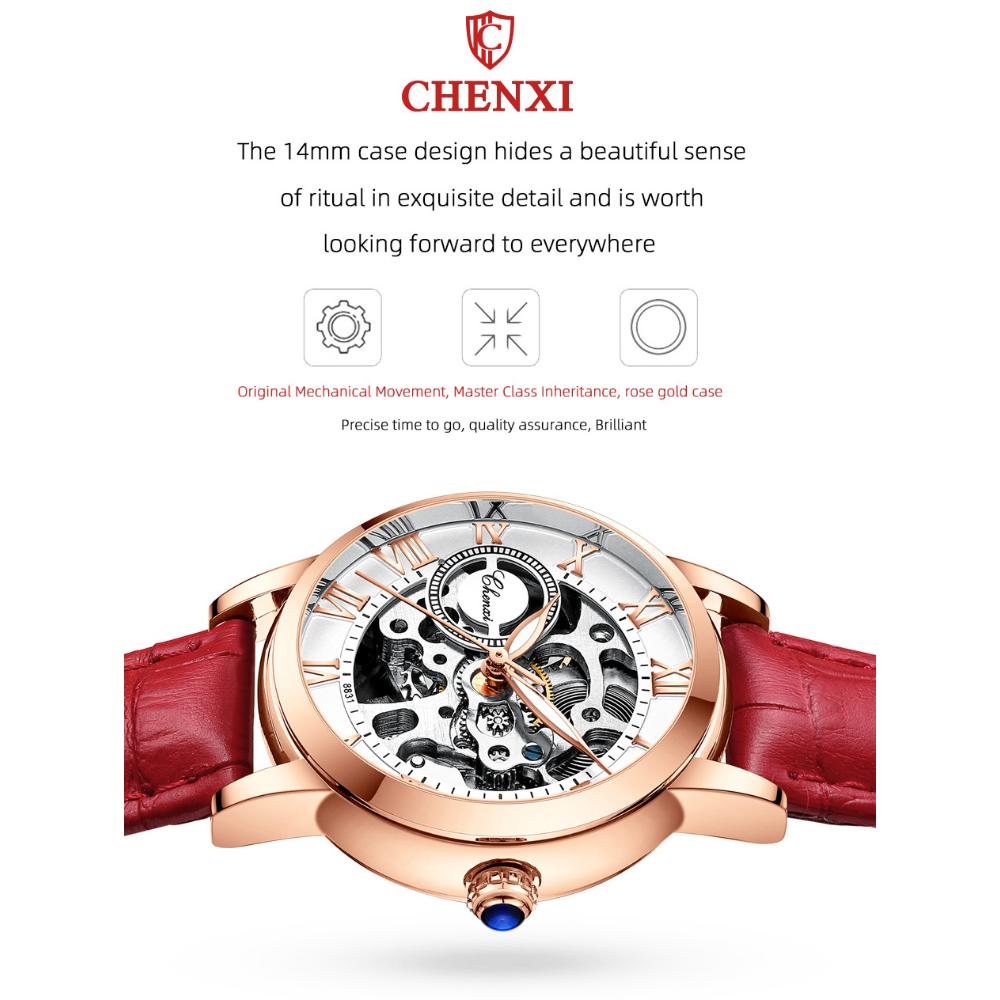 CHENXI Women Automatic Mechanical Watch Top Brand Luxury Stainless Steel Waterproof Wrist Watch