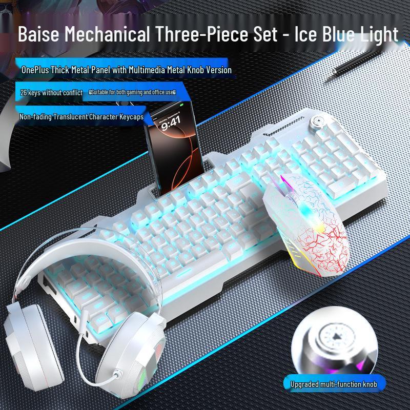 GX810 Wired Gaming Set: Mechanical Feel Keyboard, Mouse & Luminous Headset for Esports and Office.