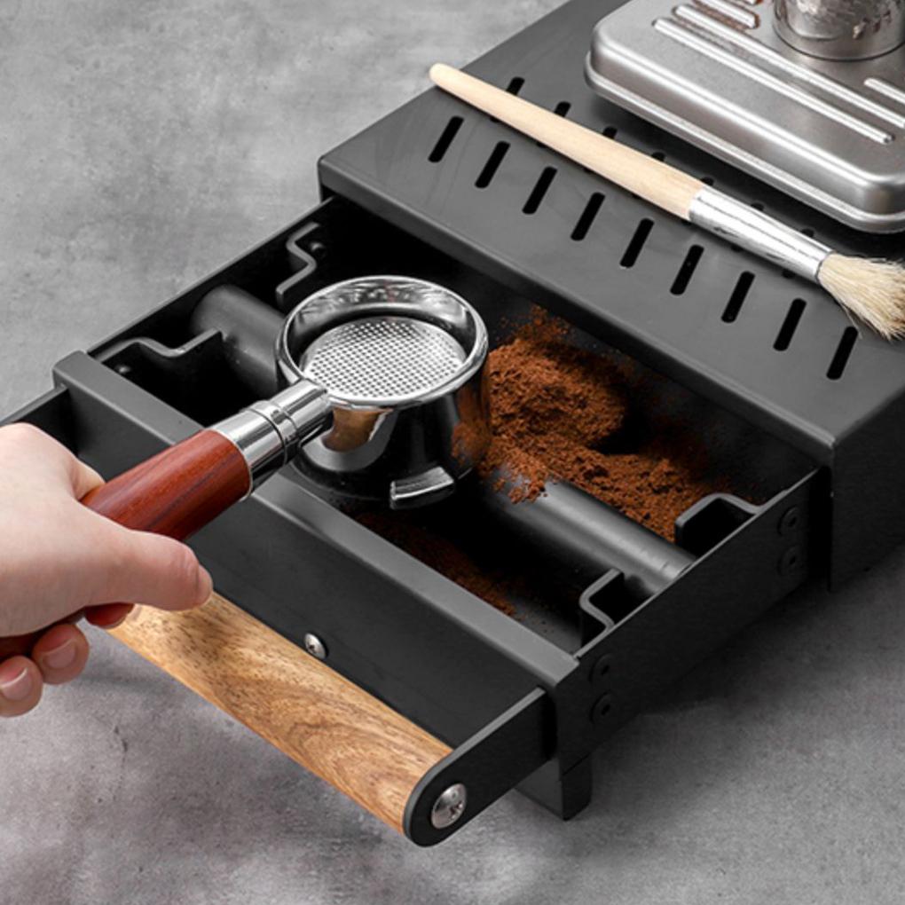 Black Stainless Steel Grounds Box Easy To Clean For Home And Office Barista Bar Grounds Container